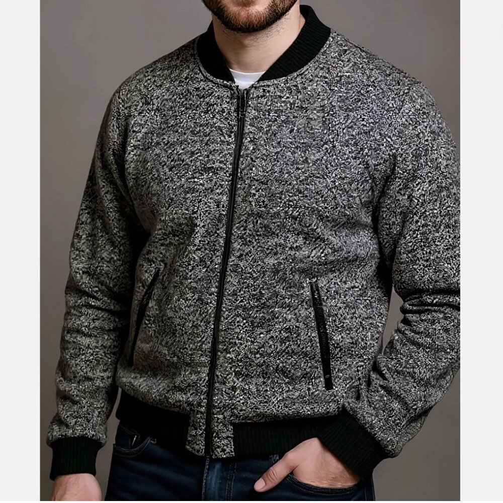 Calvin Klein Tweed Wool blend Quilted Lining Bomber Jacket